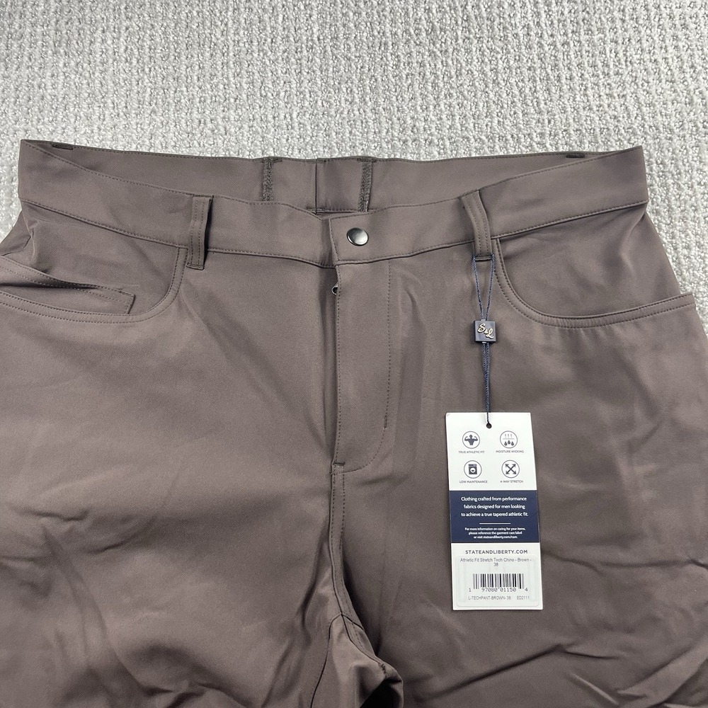 State & Liberty Athletic Fit Tech Chino Stretch Golf Casual Men 38 (36x32) NWT